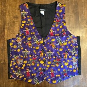 Vintage Halloween Fall Scarecrow Pumpkin Trick or Treat Costume Button Vest L 🎃